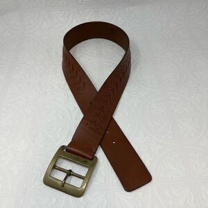 LAUREN Ralph Lauren Women's Tan Whipstitch Leather Belt